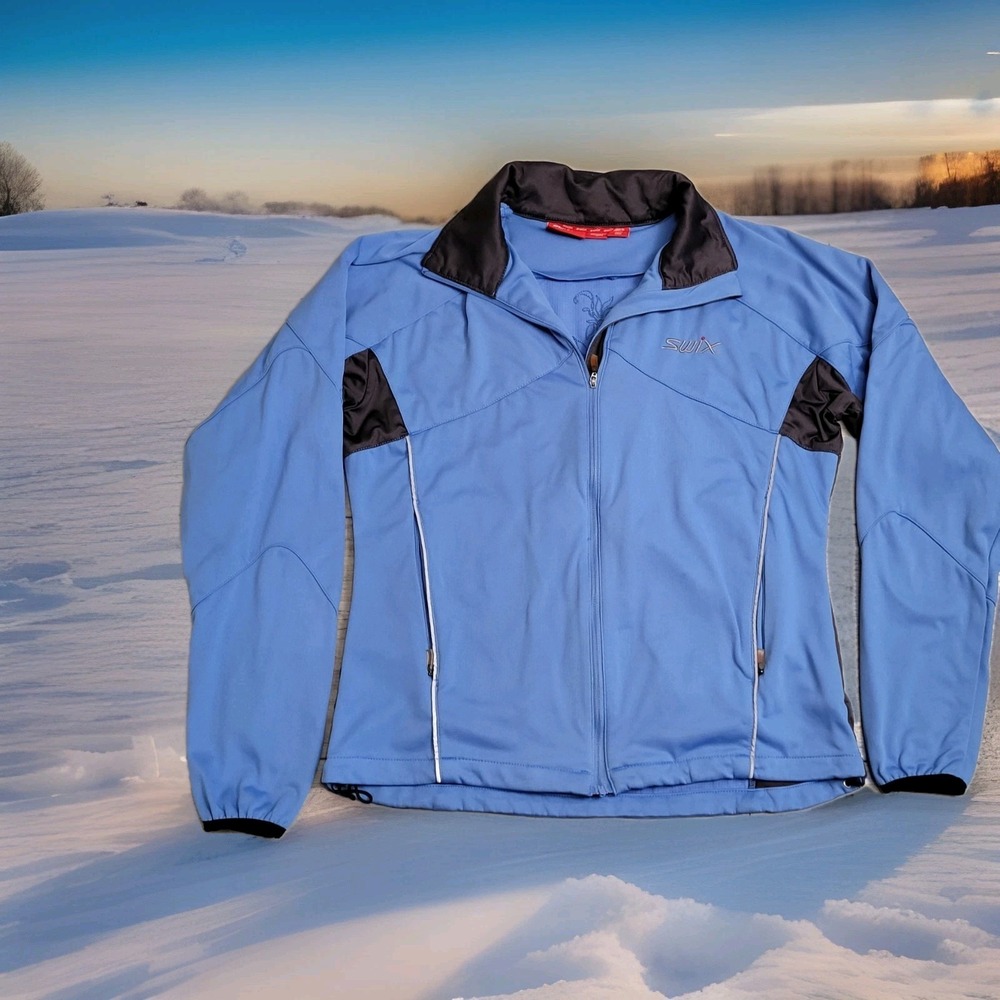 Swix Cross Softshell Ski Jacket Womens M Blue Nordic Skiing Wind Water Resistant